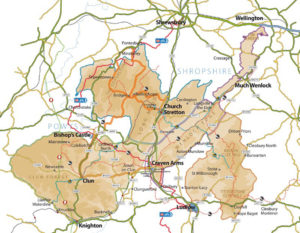 Map of area served by South Shropshire Plumbers.