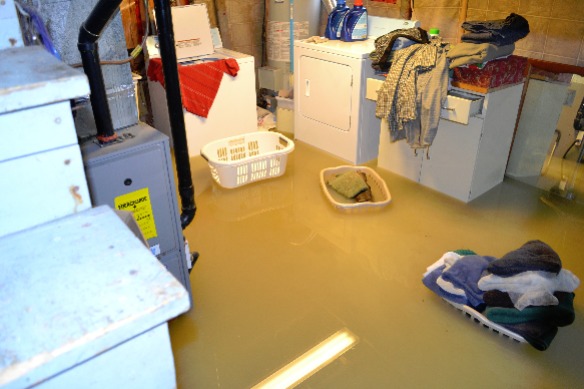 how to mend a blocked drain - image shows the effect of a flood.