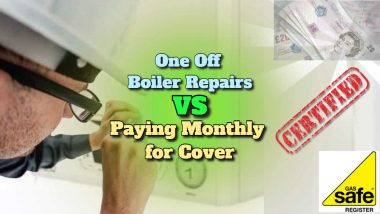 Featured image text: "One off boiler repairs vs paying monthly for a cover plan".